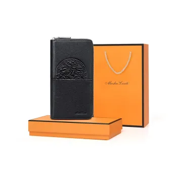 MashaLanti Top Grain Cow Leather Synthetic Leather Multiple Card Slots Card Holder Wallet Regular Men's Black