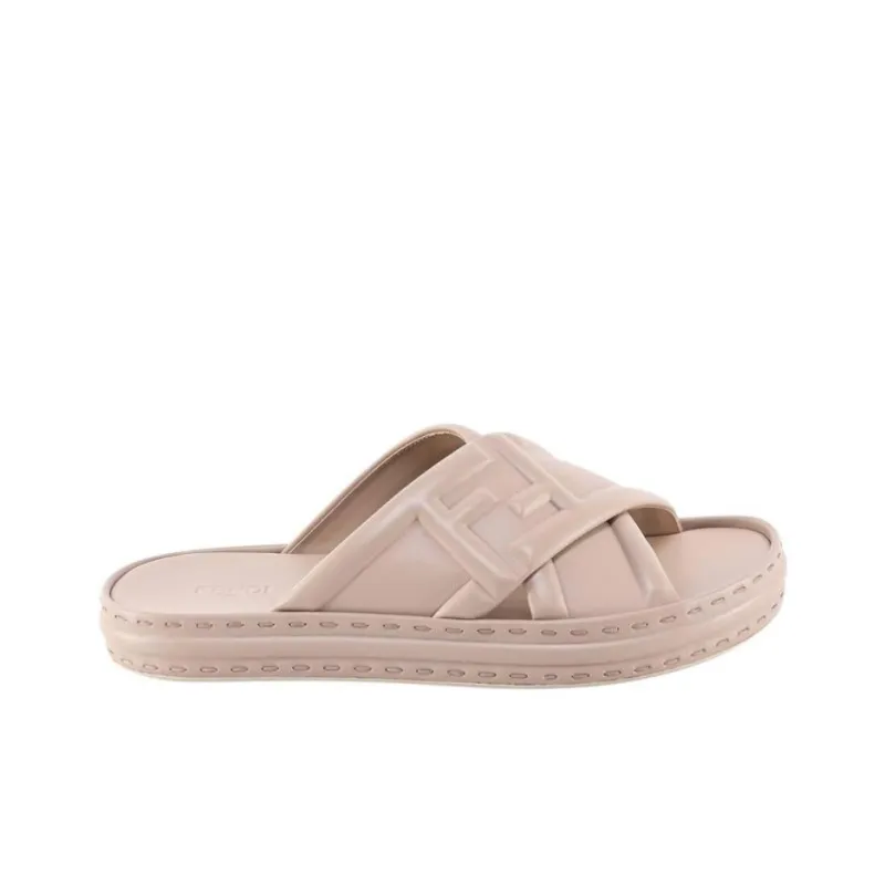 FENDI Crossover Band Sandal Beige Embossed Macro Ff Motif-1