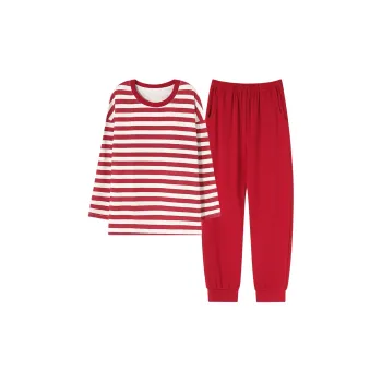 MADALLO Pajama Set Women's Red White Stripes
