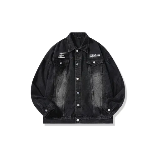 EXR Denim Jackets Unisex Distressed White/Black