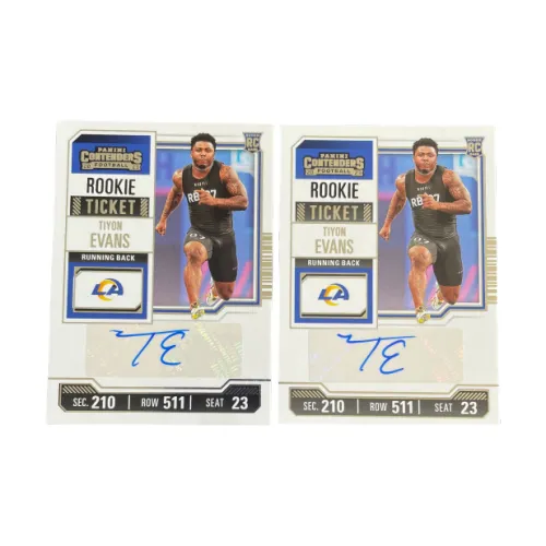 PANINI 2023 Ball Game Ticket Rising Stars RC Rams Evans Signature Card Player Card Access Pass Sports Cards 2 Pcs