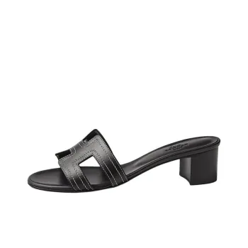 HERMES Oasis Slip Resistant Slide Slippers 5cm Women's Black