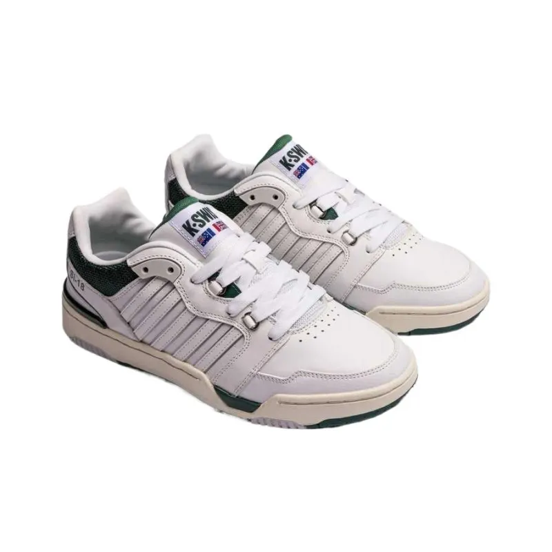 KSWISS Slip Resistant And Abrasion Resistant Coverage Low Top Tennis Shoes Men's BRILLIANT WHITE/POSY GREEN-2