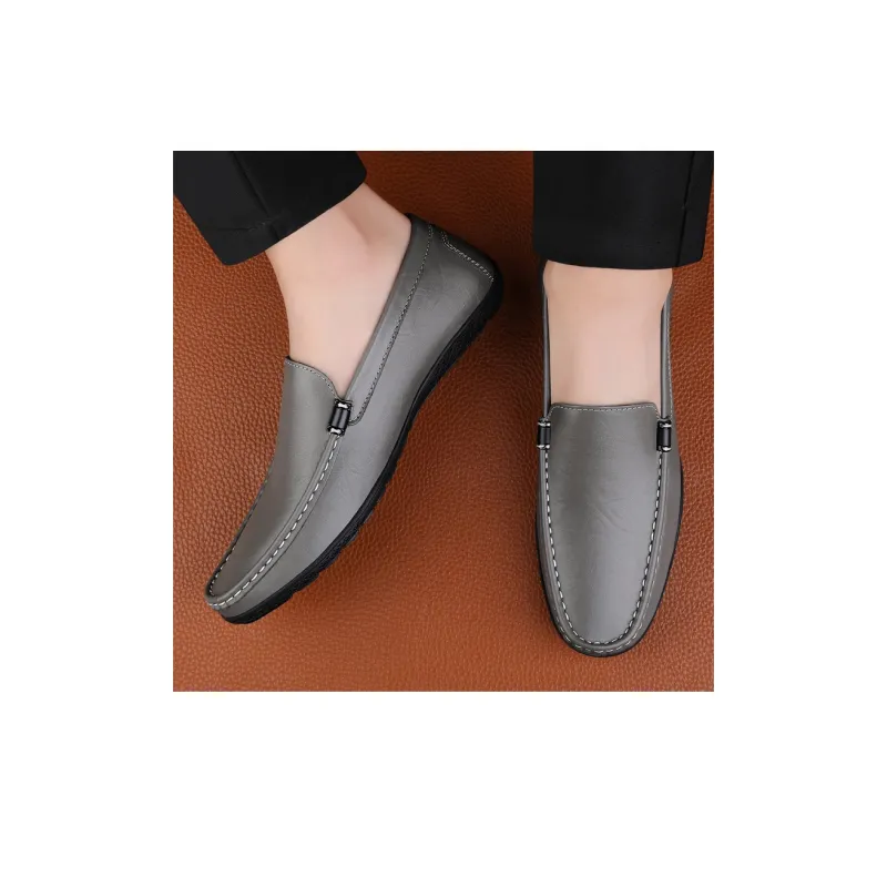 Bull charm Gommino Loafers Men Black/Gray-4