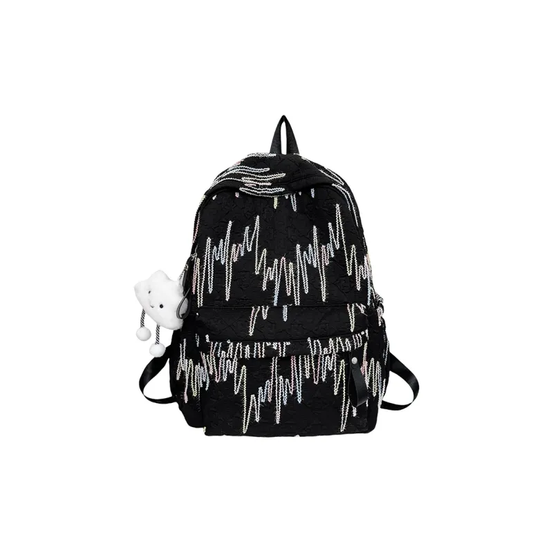 GEERDUN Nylon Backpack Regular Women's Ecru/Black/Pink/Yellow-7