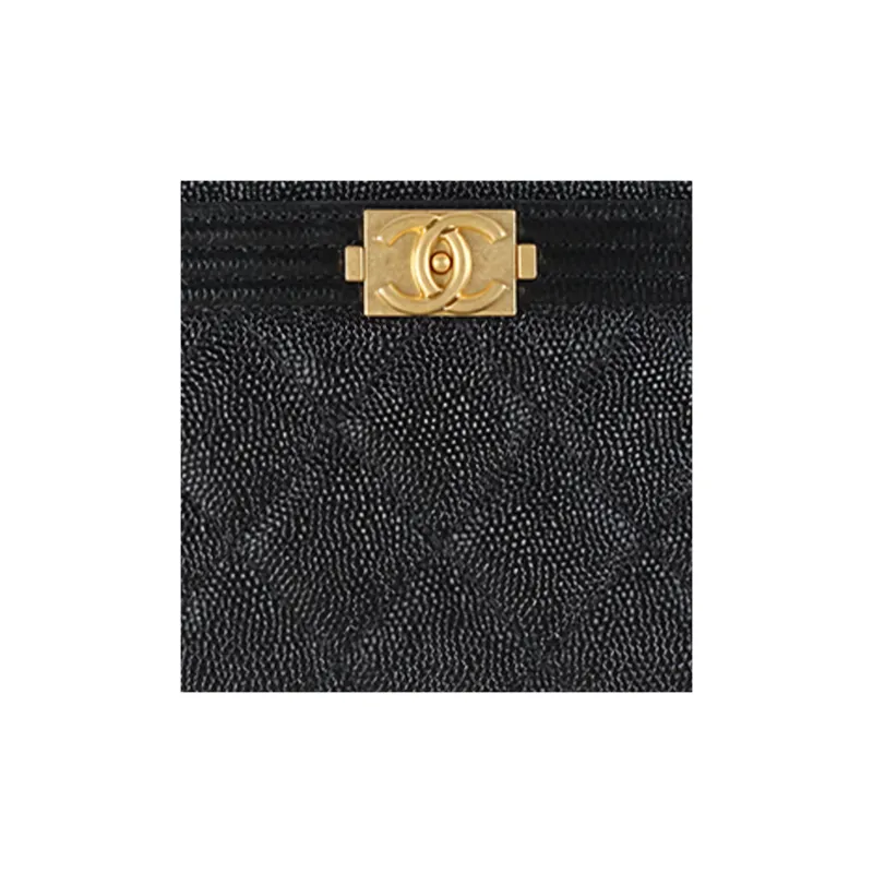 CHANEL Cow Leather Card Holder Wallet Clutches Women's Black-5
