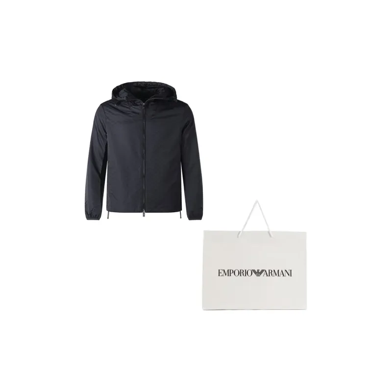EMPORIO ARMANI Monogram Pattern Zipped Hooded Jacket-2