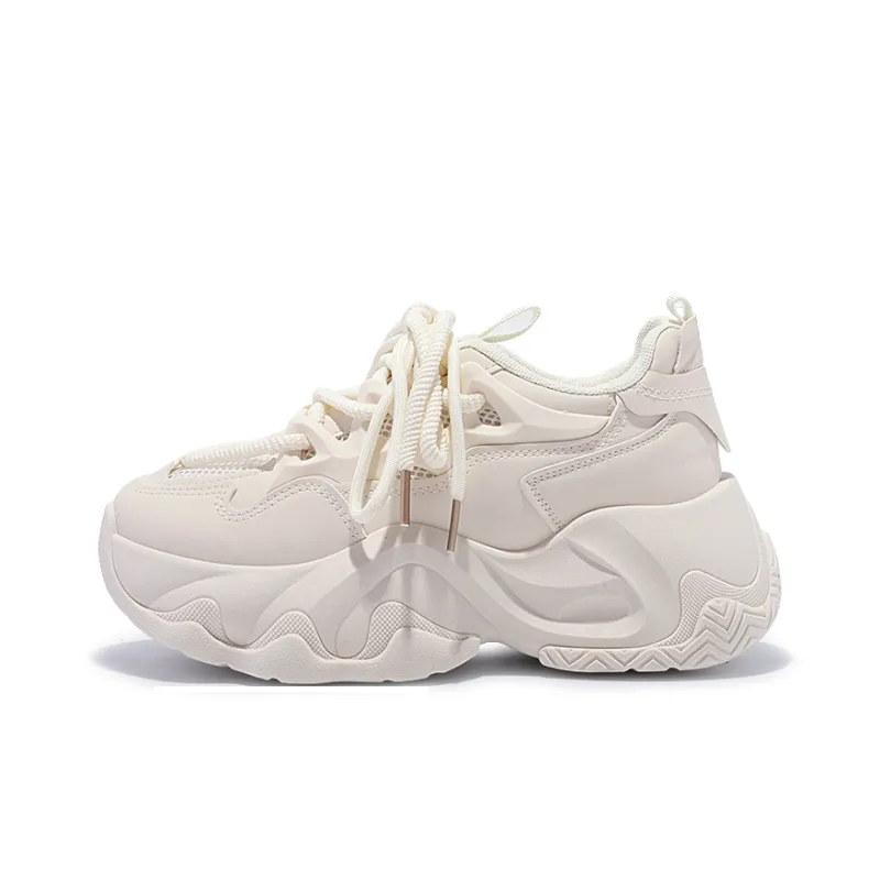 SNXR Anti-Slip Wear-Resistant Waterproof And Breathable Low-Top Chunky Sneakers Women's Beige-64