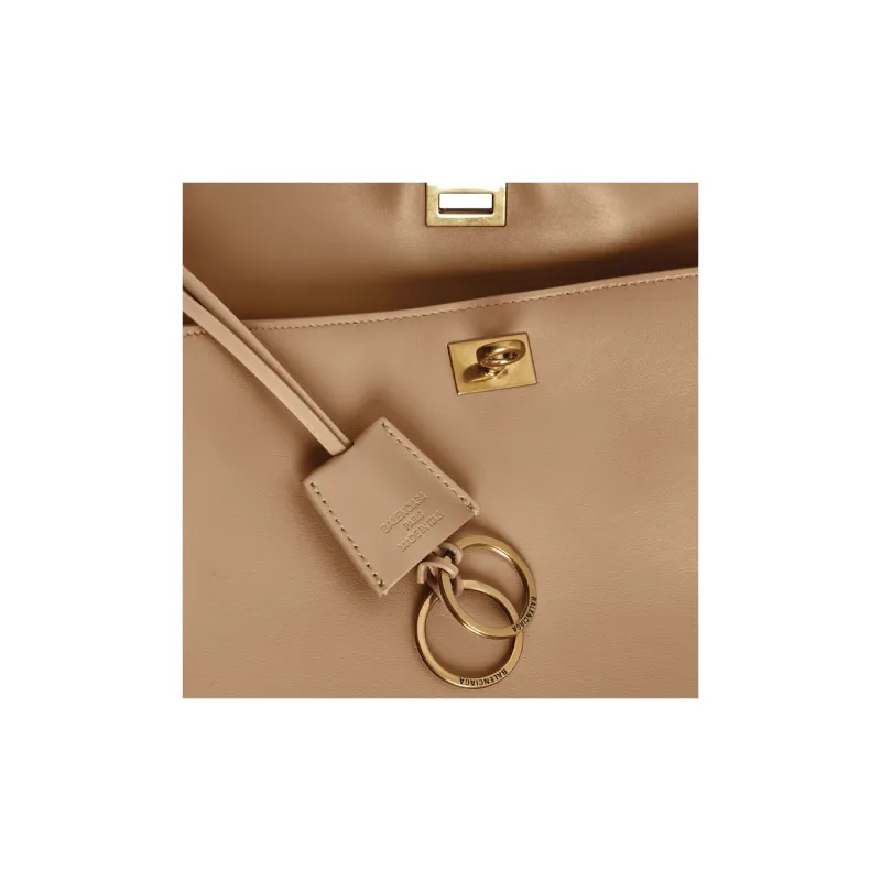 Balenciaga Smooth Cow Leather One Shoulder Handbag Medium Size Women's Latte-5