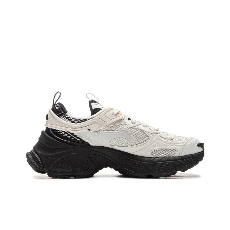 LiNing Star Cushioning Slip Resistant Abrasion Resistant Breathable Low Top Casual Shoes Women's Champagne White-1