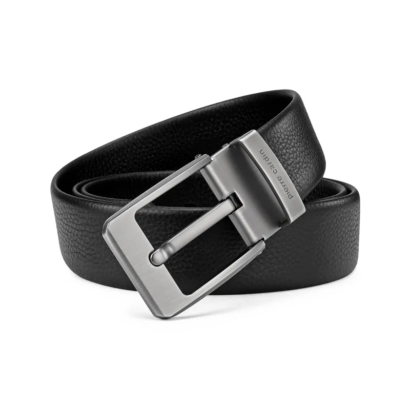PIERRE CARDIN Cow Head Leather Belts Men's Black 3.8cm-4