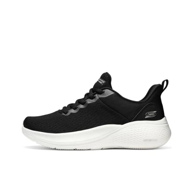Skechers Slip Resistant Breathable Low Top Running Shoes Women's Black White-5