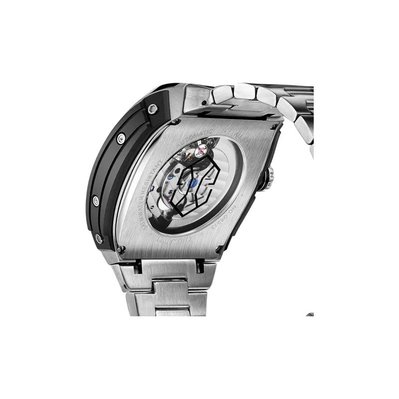 GELATU Mechanical Movement Stainless Steel Watchband Watch Men's Watches Black Dial-3