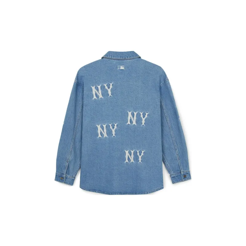 MLB New York Yankees Denim Jacket Unisex Light Sky Blue-1