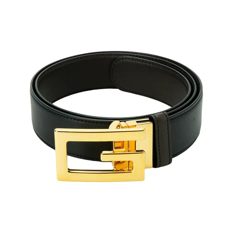 GUCCI Square G Gold Buckle Double-Sided Leather Belts Unisex-1