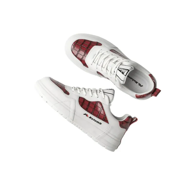 KOLUMB Cushioned Slip Resistant Water Resistant Low Top Casual Shoes Men's White Red-1