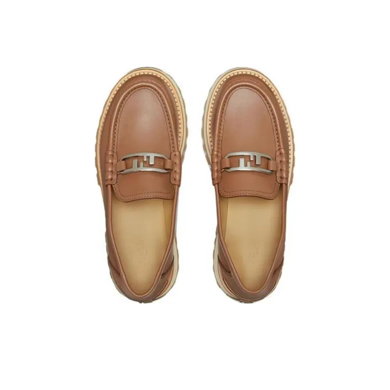 FENDI O'Lock Loafers Men's Brown-3