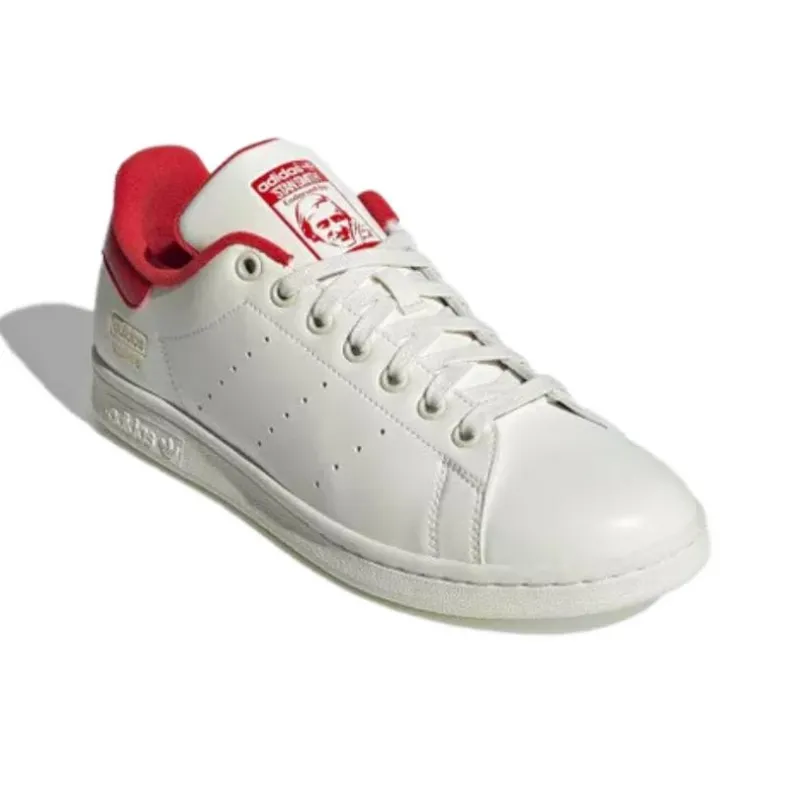 Adidas Originals STAN SMITH Anti Slip Wear Resistant Low Top Skateboard Shoes Unisex White Red-2