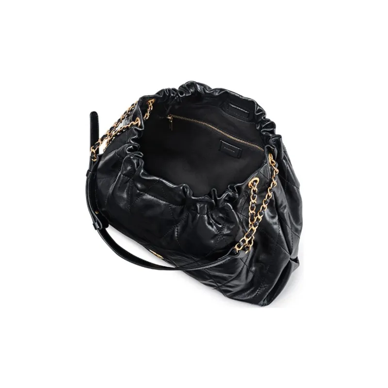 DISSONA Cow Leather One Shoulder Handbag Women's Black/White-5