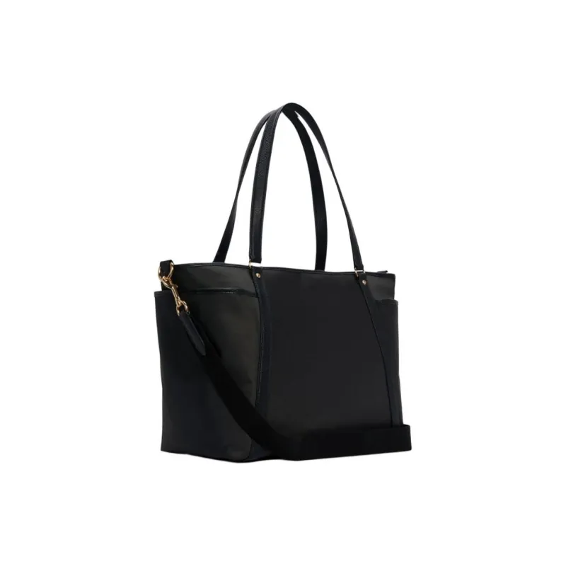 COACH Baby Nylon With Leather Tote Bag, Shopping Bag, Portable Crossbody Bag, Shoulder Bag Large Size Women's Black-1