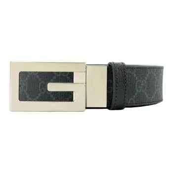 GUCCI Reversible Belt With Square G Buckle Gg Supreme