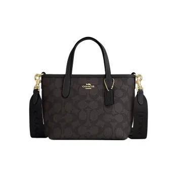 COACH City Coated Canvas Tote Bag Shopping Bag Handbag Mini Women's Black