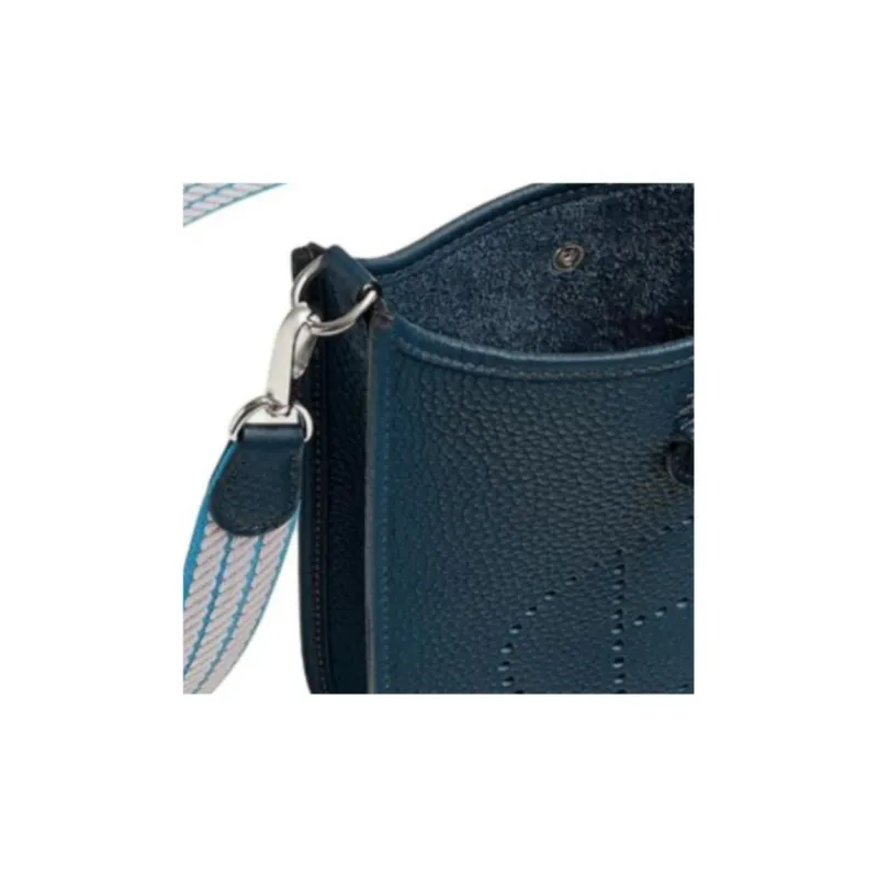 HERMES Evelyne Clemence Bullock Leather Shoulder Bag Crossbody Bag Women's Dark Blue/Light Blue/Light Pink-3