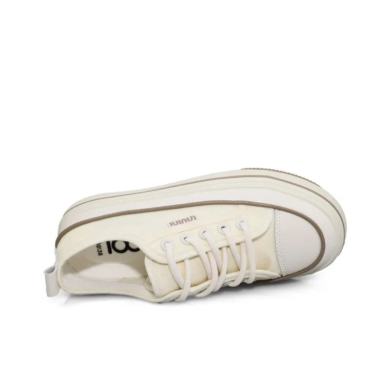 B10CROWN Non slip Lightweight Low Top Canvas Shoes Women's Beige-2