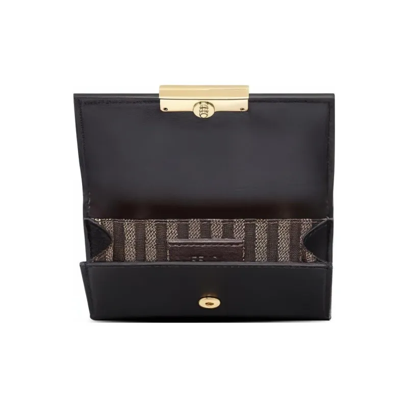 FENDI Baguette Nappa Leather Baguette Bag Wallet Money Clip Card Holder Card Bag Women's Black-3