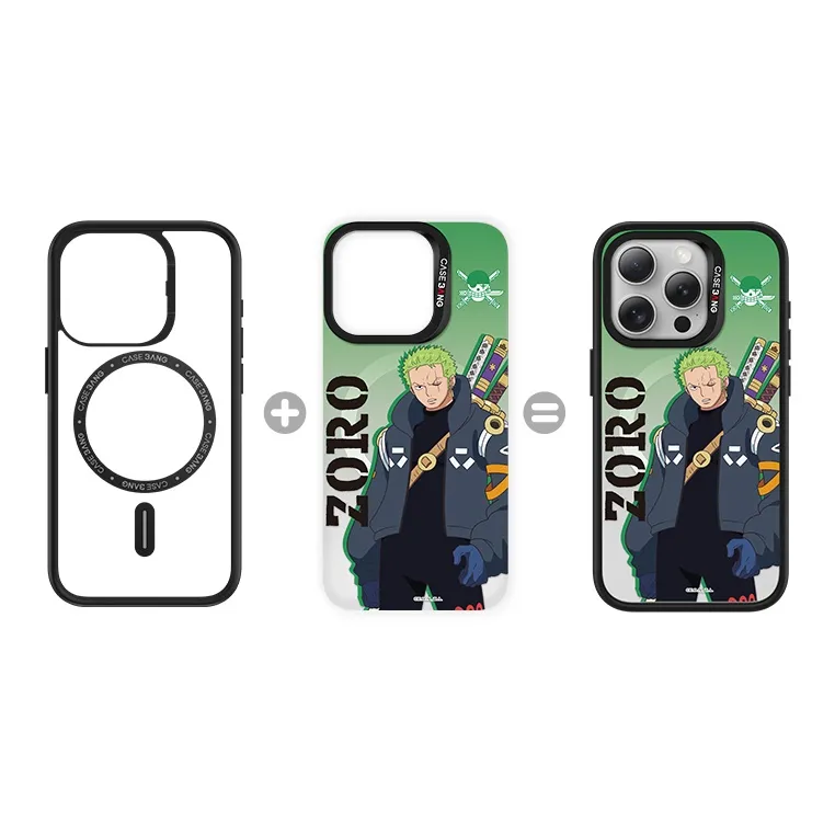 CASEBANG PC Material One Piece Collaboration Zoro Phone Case Magnetic Back Cover IPhone15/14/13/Plus/Pro/Ma-2