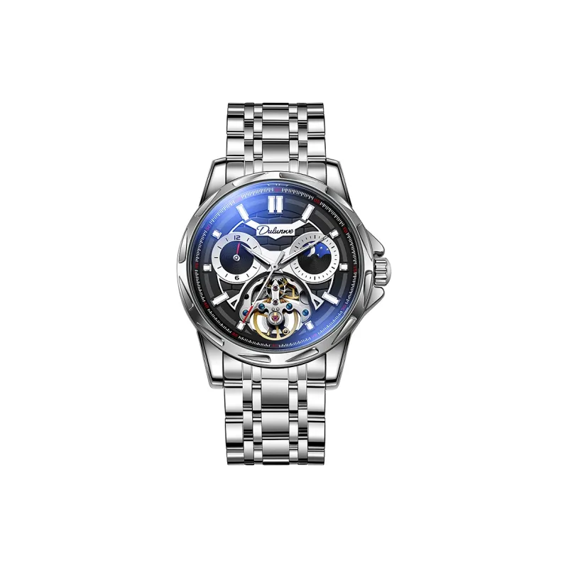 Dulunwe Automatic Mechanical Movement Steel Strap Watch Men's Watches White Dial-2