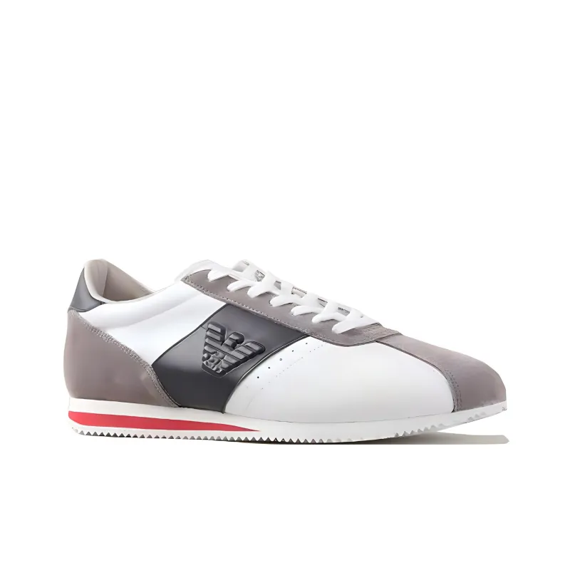 EMPORIO ARMANI Anti Slip Wear Resistant Low Top Casual Shoes Men's White Gray Black-1
