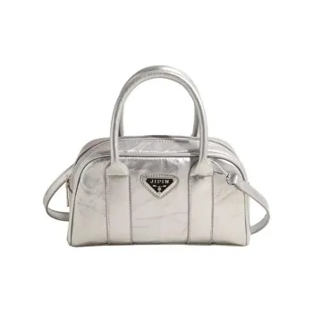 RKM PU Bowling Bag Handbag Shoulder Bag Crossbody Bag Regular Unisex Silver/White/Black