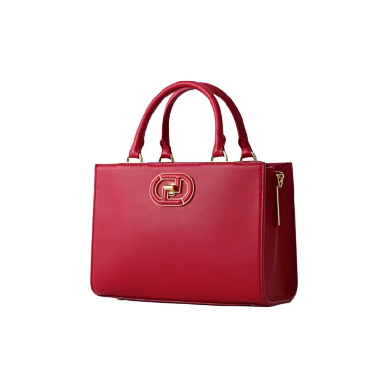 FION Cow Leather Tote Bag Shopping Bag Handbag Large Size Women's Black/Camel/Red-7