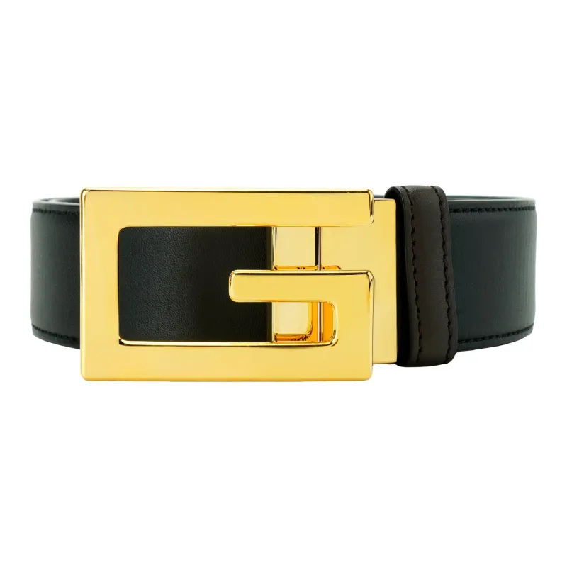 GUCCI Square G Gold Buckle Double-Sided Leather Belts Unisex-0
