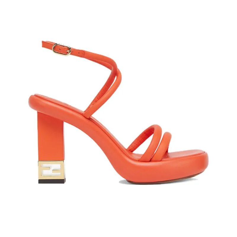 FENDI Baguette Strap Sandals Women's Orange-1