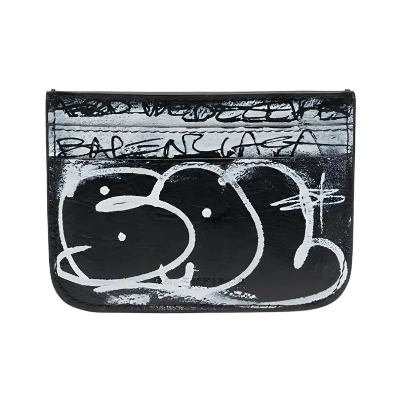 Balenciaga Le Cagole Calfskin Card Holder Women's Black/White-1
