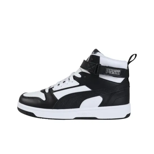 PUMA Rebound Joy Anti-Slip Wear-Resistant High-Top Skateboard Shoes Unisex Black White