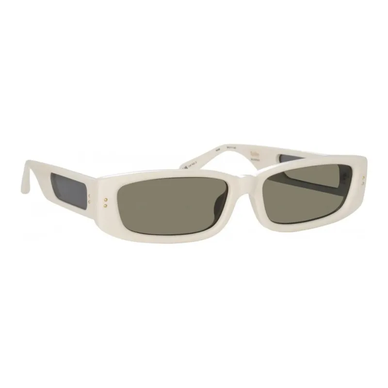 Linda Farrow Acetate Rectangular Sunglasses Women's White-3