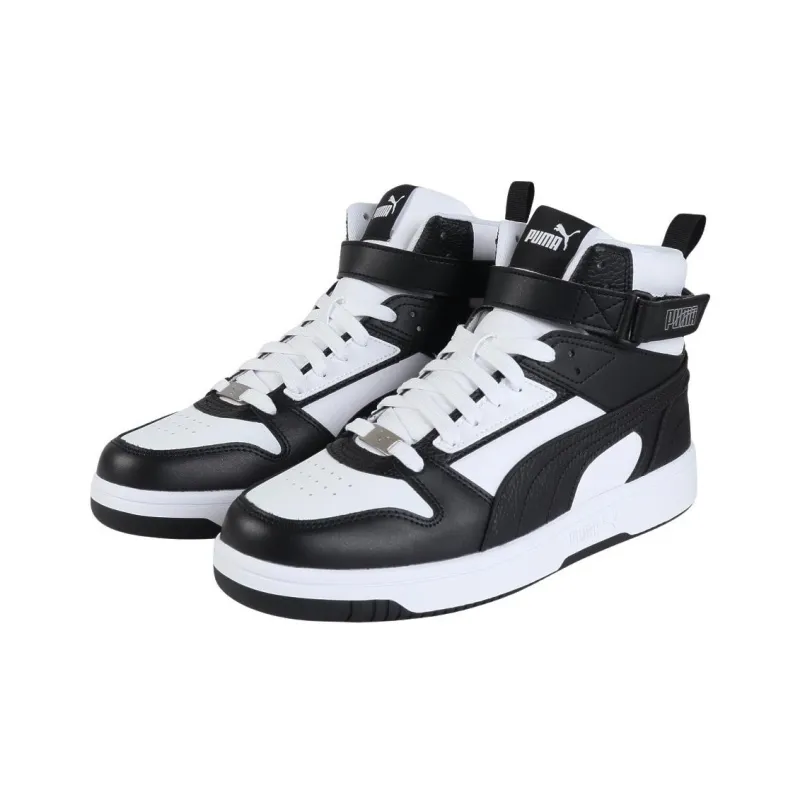 PUMA Rebound Joy Anti Slip Wear Resistant High Top Skateboard Shoes Unisex Black White-2