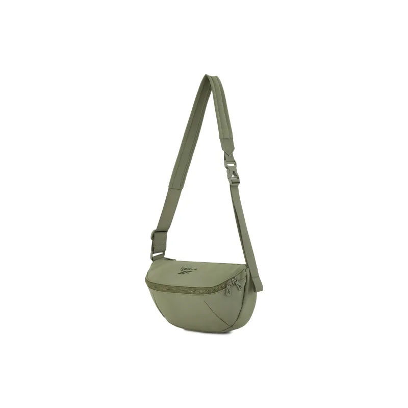 Reebok Fabric Shoulder Bag, Crossbody Bag, Dumpling Bag Medium Size Unisex Black/Ecru/Green-7