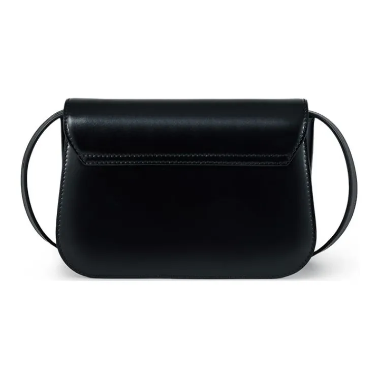 DISSONA Cow Leather Crossbody Bag, Shoulder Bag Women's Black White-3