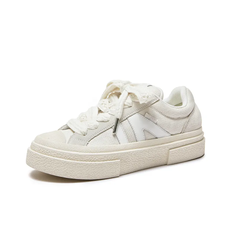 DFOA Wear Resistant Slip Resistant Low Top Skateboard Shoes Unisex Ecru-2