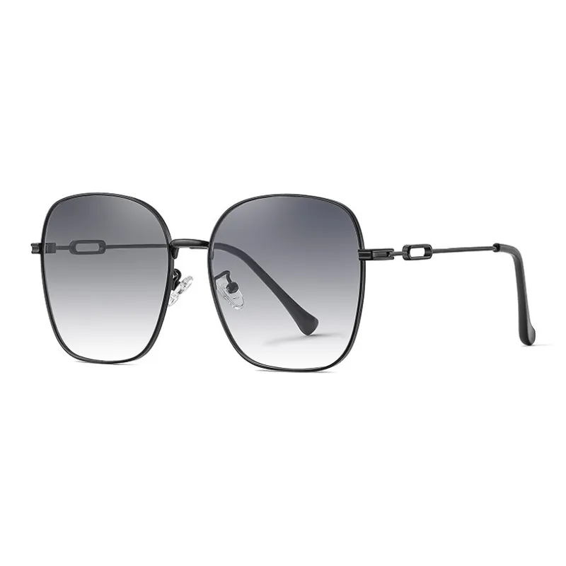 Thunder Pailong Metal Square Sunglasses Unisex Black/Gold-0