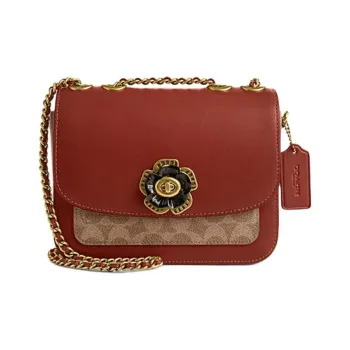 COACH Madison Cow Leather Patchwork With Artificial Leather Shoulder Bag Crossbody Bag Small Size Women's Rusty Red