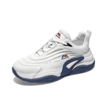 KOLUMB Non slip Wear resistant Shock Absorption Low Top Chunky Sneakers Men's White Blue