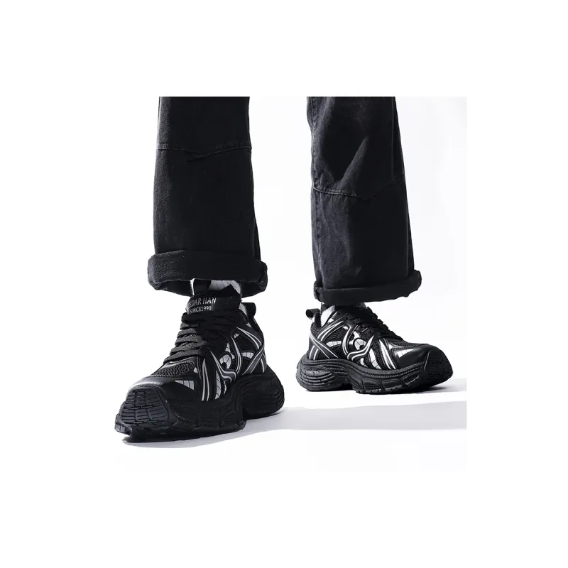 CEDAR HAN Chunky Sneakers Unisex Low Top Black-7
