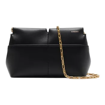 Burberry Calfskin One Shoulder Crossbody Clutches Women's Black
