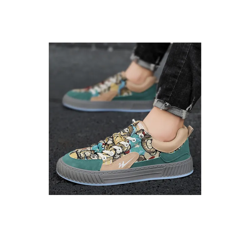 Binary Low Top Skateboard Shoes Men's Green-5