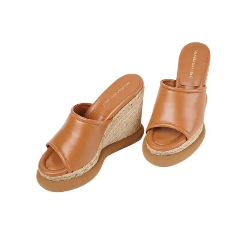 Paloma Barceló Slide Slippers 11cm Women's Camel-2